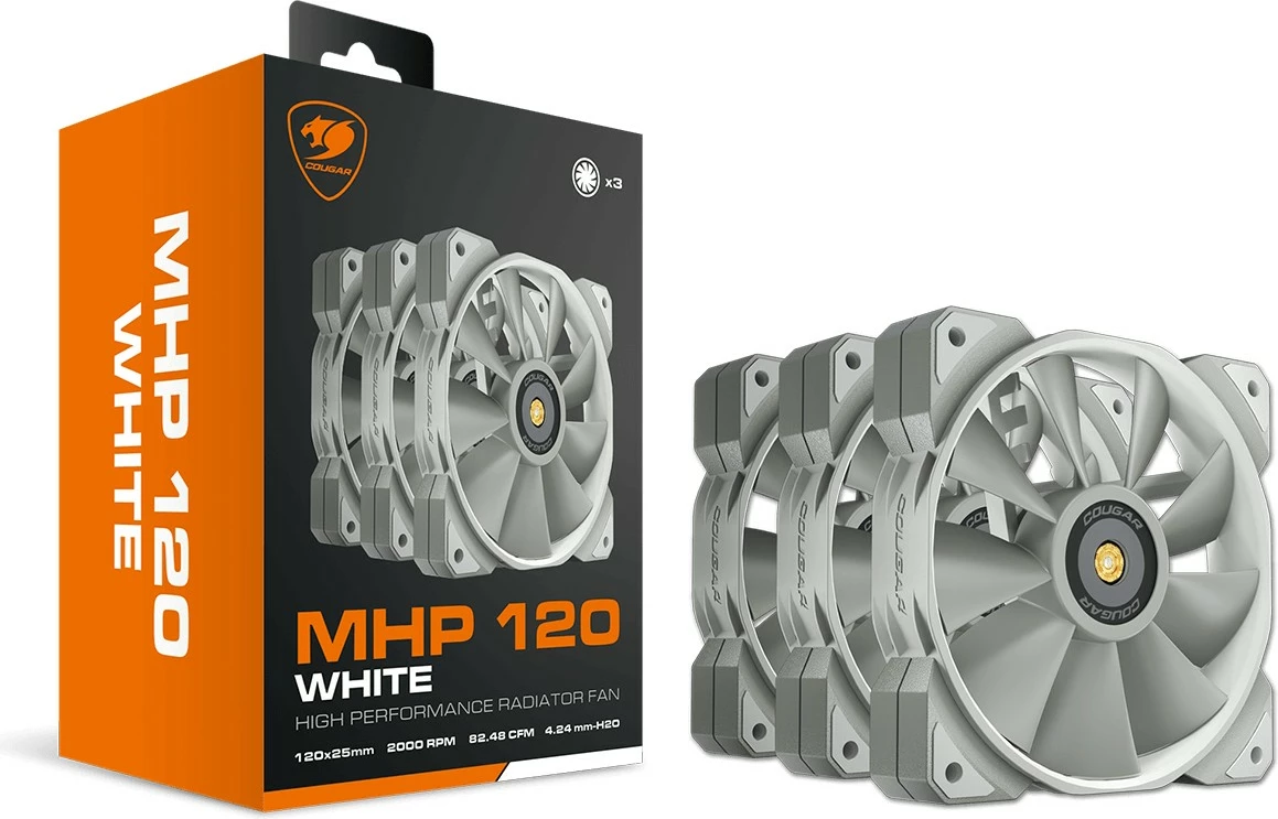 Ventilator kase Cougar MHP 120, 120mm, 3 copë, bardhë