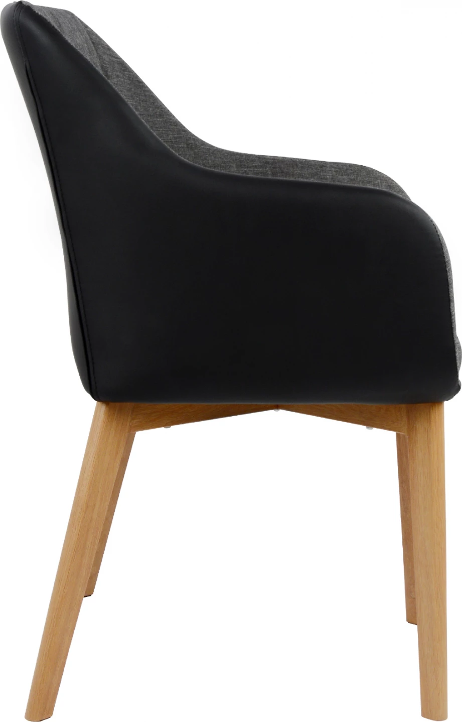 Karrige me krahë Bristol FH0141.01, ngjyrë gri e errët dhe PU e zezë, 57x59x86 cm, set prej 2 copë