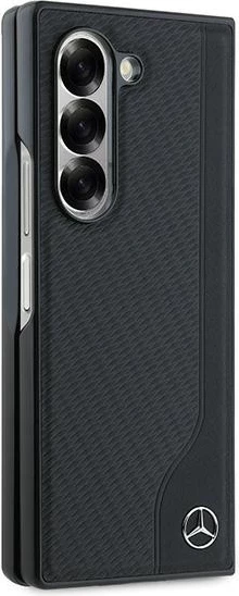 Mbështjellës Mercedes Leather Wood Imitation MagSafe për Samsung Galaxy Z Fold 6, i zi