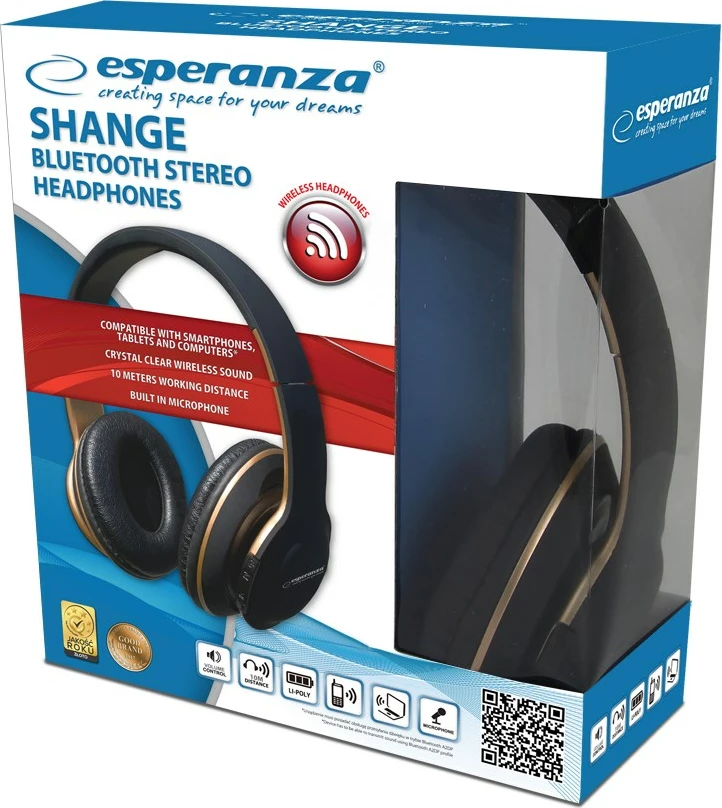 Kufje me bluetooth Esperanza EH220, e zezë 