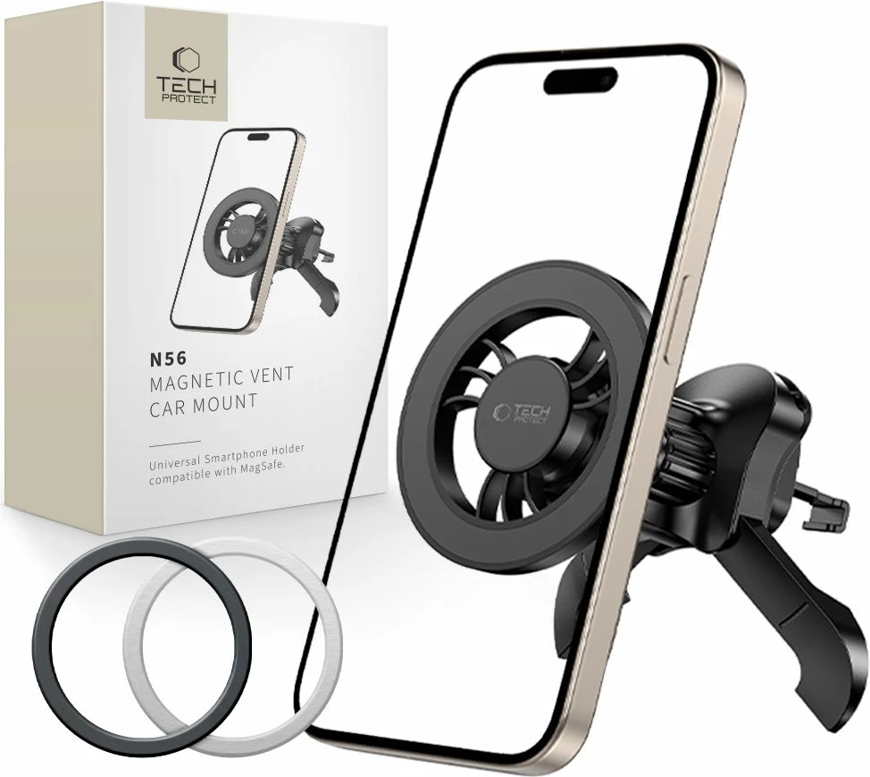 Mbajtës magnetik për celular Tech-Protect N56 me MagSafe, i zi