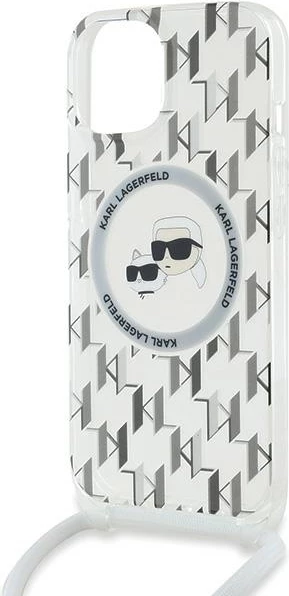 Mbështjellës Karl Lagerfeld IML Crossbody Monogram Karl & Choupette Head MagSafe për iPhone 15/14/13, Transparent
