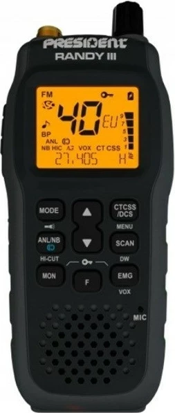 Radio CB President Randy III portabile AM/FM, e zezë