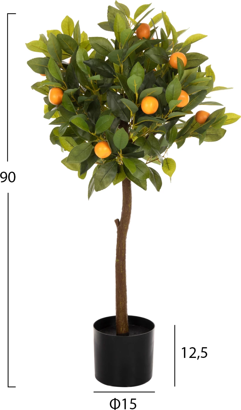 Bimë sintetike dekorative në vazo, FH4021, pemë portokalli, Φ15x12.5-90H cm