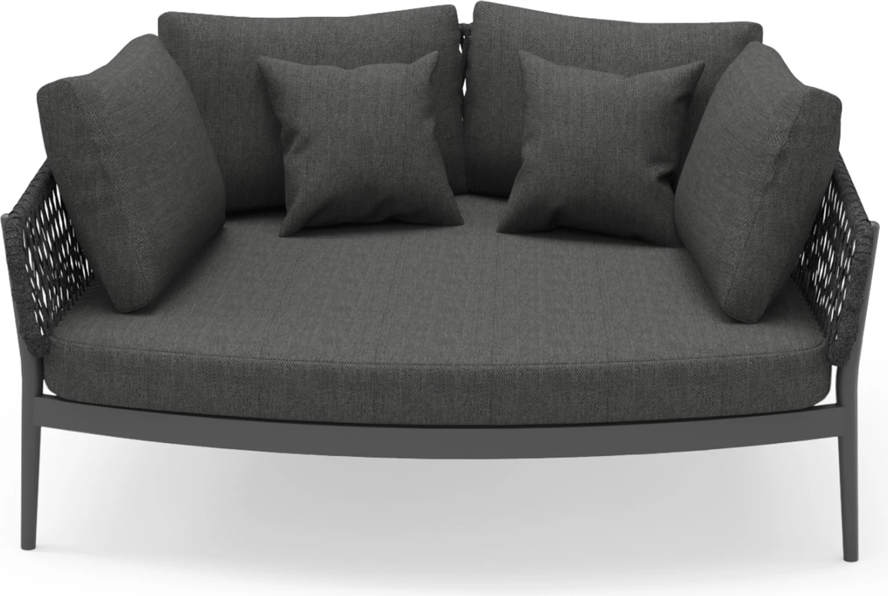 Daybed 2-vendësh CAMELLIA, alumin i zi, litar poliestër, jastëkë OLEFIN, 164x144x70cm