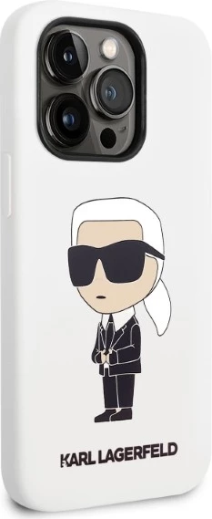 Mbështjellës Karl Lagerfeld Silicone Ikonik për iPhone 14 Pro Max, Bardhë