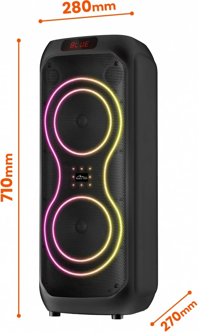 Altoparlant Bluetooth Media-Tech POWER AUDIO MAX MT3185, 120W RMS, Bluetooth 5.3, TWS, MP3 MicroSD/USB, AUX, FM, Karaoke, USB-C, i zi