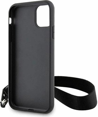 Mbështjellës Karl Lagerfeld Monogram Losange Saffiano për iPhone 11/XR 6.1", i zi, me rrip