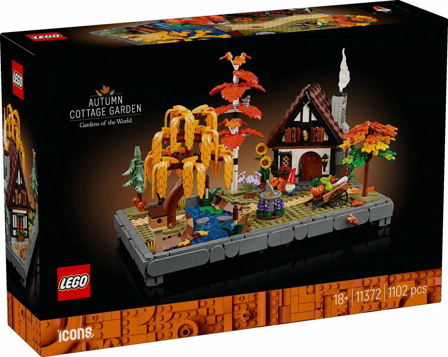 Set ndërtimi LEGO Icons 11372 Autumn Cottage Garden, 1102 pjesë, 18+, 19x29x18 cm