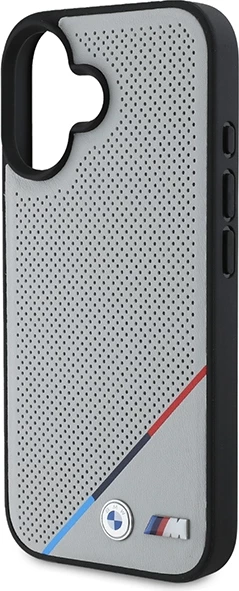 Mbështjellës BMW M Perforated Tricolor Line MagSafe për iPhone 16, Gri