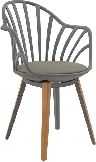 Karrige ngrënieje FH8049.10 Anais gri me këmbë druri 60x61x85,5 cm, set prej 4 copësh