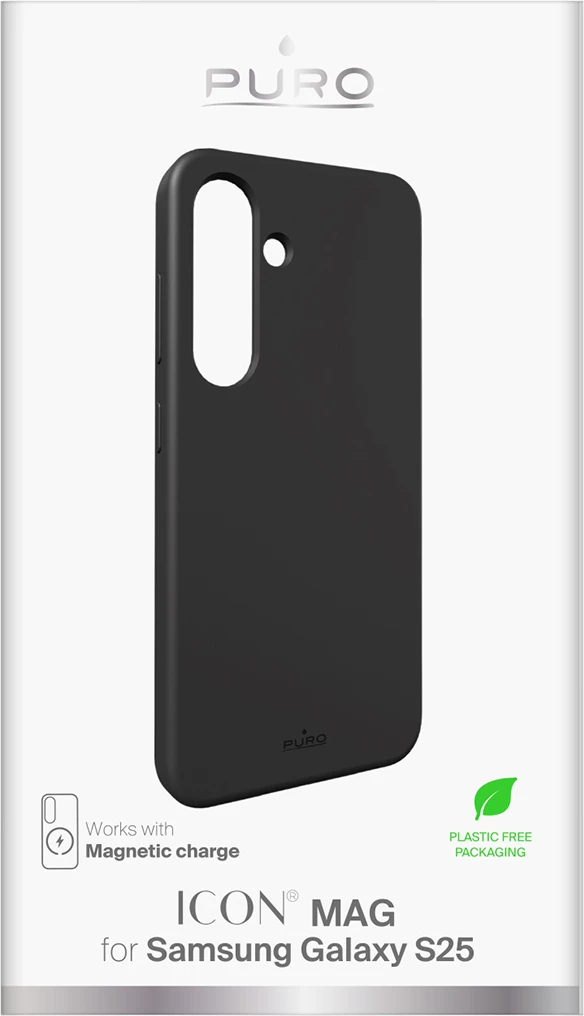 Mbështjellës Puro Icon Mag për Samsung Galaxy S25, MagSafe, Silikon, Zi