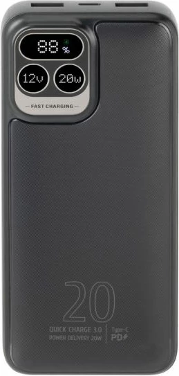 Powerbank RIVACASE VA2521 20000mAh 20W Quick Charge 3.0 (PD 3.0), LCD, gri e errët