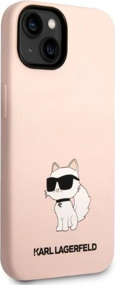Mbështjellës Karl Lagerfeld KLHCP14MSNCHBCP për iPhone 14 Plus 6.7", silikon, rozë