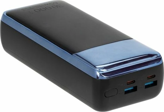 Powerbank RIVACASE VA1080 30000mAh 65W PD/QC3.0 me LCD, blu e zezë