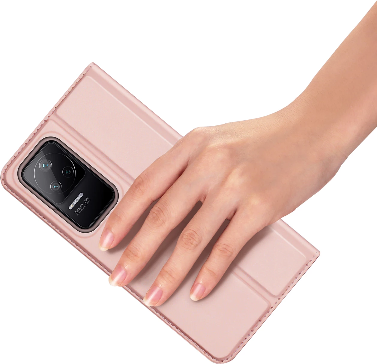 Mbështjellës Dux Ducis Skin Pro për Xiaomi Poco F4 5G, me xhep dhe qëndrim, rozë