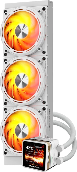 Ftohës uji për procesor, Darkflash Explore DE360, 360 mm, ekran IPS 2.88", ARGB, i bardhë