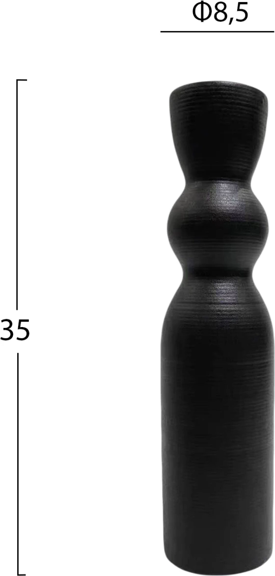 Dekor tavoline prej qeramike, ngjyrë e zezë mat, FH4614.02, Φ8.5x35H cm