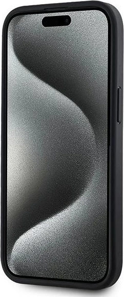 Mbështjellës DKNY Leather Checkered Mono Pattern MagSafe për iPhone 14/15/13, i zi