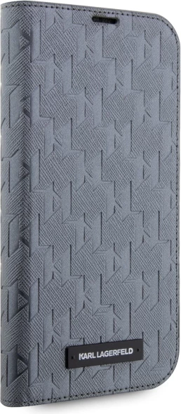 Mbështjellës Karl Lagerfeld KLBKP14LSAKLHPG për iPhone 14 Pro 6.1", Saffiano Monogram, argjendtë