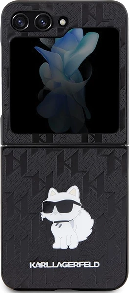 Mbështjellës Karl Lagerfeld Saffiano Monogram Choupette Pin për Samsung Galaxy Z Flip 5, i zi