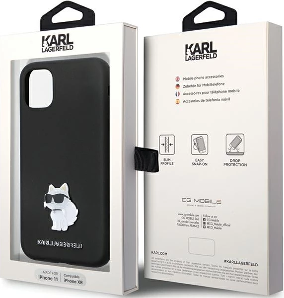 Mbështjellës Karl Lagerfeld KLHCN61SMHCNPK për iPhone 11/XR, silikon, i zi