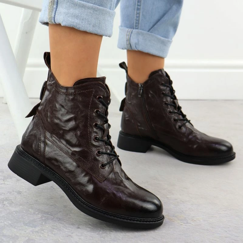 Çizme lëkure për femra Vinceza 86412, kafe