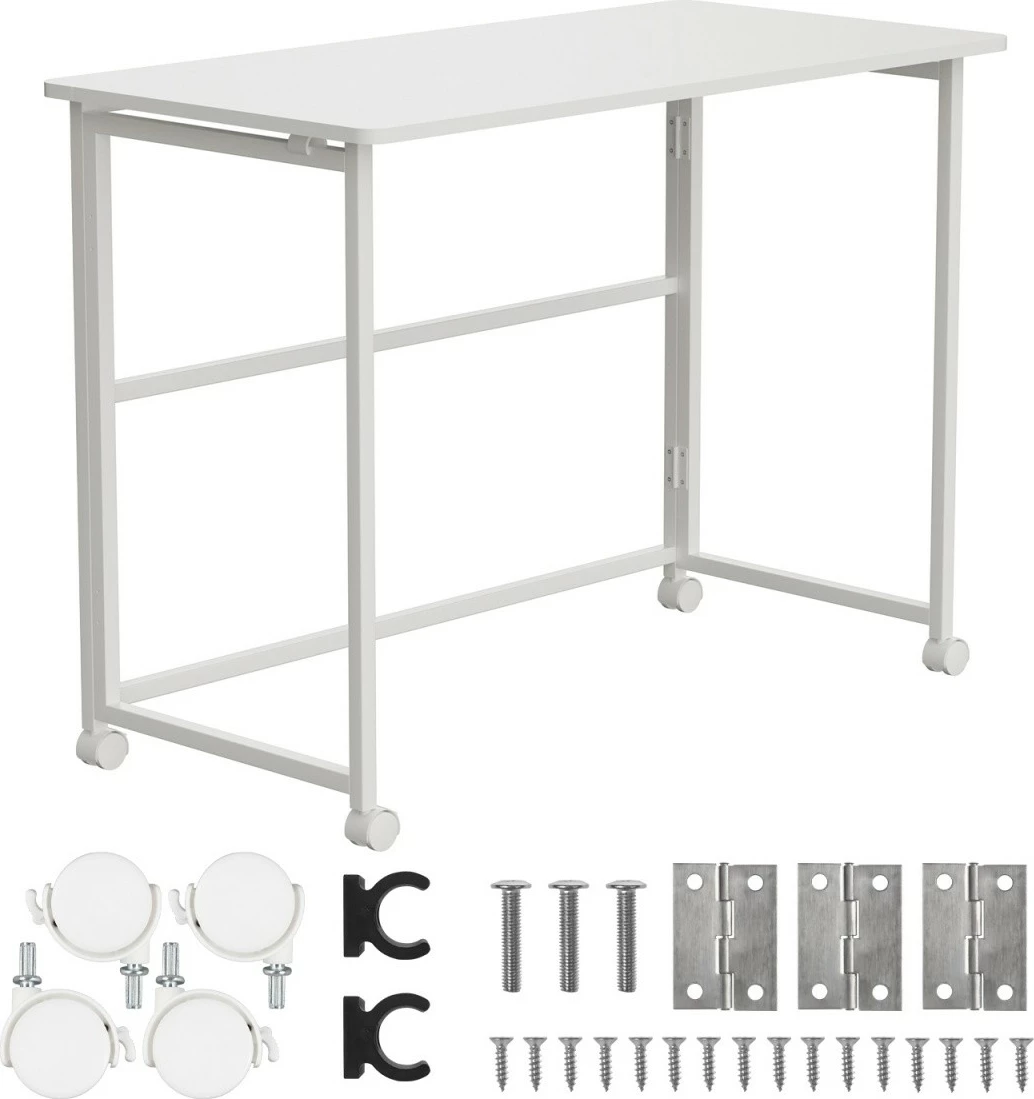 Tavolinë pune palosëse me rrota, Maclean, MC-1250 W, 100x50 cm, lartësi 75 cm, ngarkesë 50 kg, e bardhë