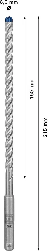 Bit për çekiç rrotullues Bosch SDS plus-7X 8mm 215mm SDS Plus