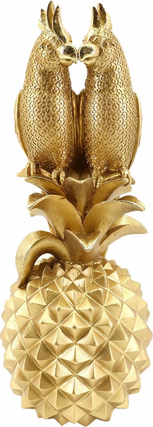 Dekor ananas me papagaj, ngjyrë ari, 13x14x32 cm