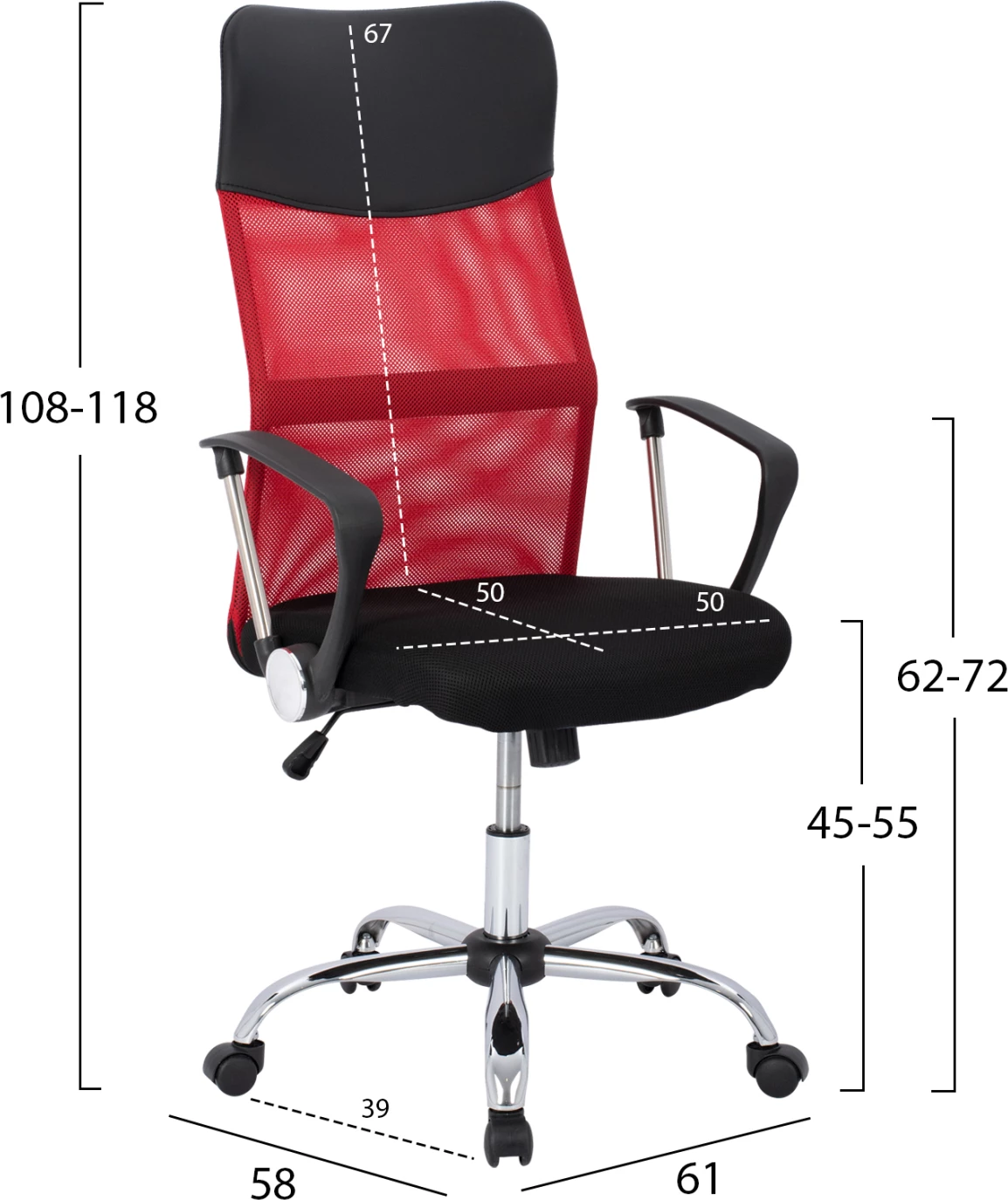 Karrige për zyre CABLE FH1000.07, e zezë/e kuqe