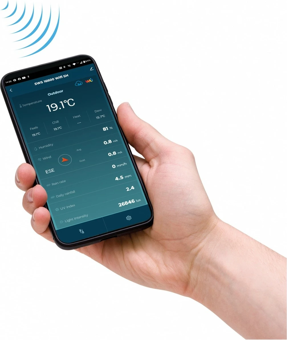 Stacion moti SMART Sencor SWS 16600 WiFi SH, me sensor 7-në-1 dhe TH, i bardhë