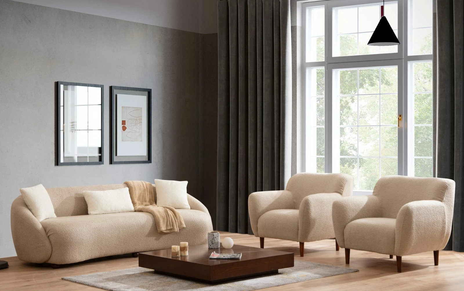 Divan treshe Atelier del Sofa, Napoli, ngjyrë kapuçino