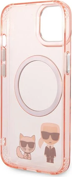 Mbështjellës Karl Lagerfeld KLHMP14MHKCP për iPhone 14 Plus 6.7", hardcase, MagSafe, rozë