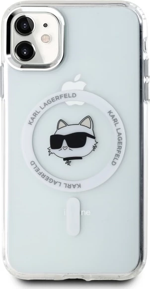 Mbështjellës Karl Lagerfeld IML Metal Choupette Head MagSafe për iPhone 11, Bardhë