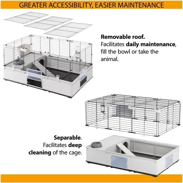 Kafaz modular FERPLAST Modular 2, për lepuj dhe derra të vegjël shtëpiak, ngjyrë gri