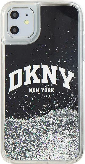 Mbështjellës DKNY Liquid Glitter Big Logo për iPhone 11/XR, i zi