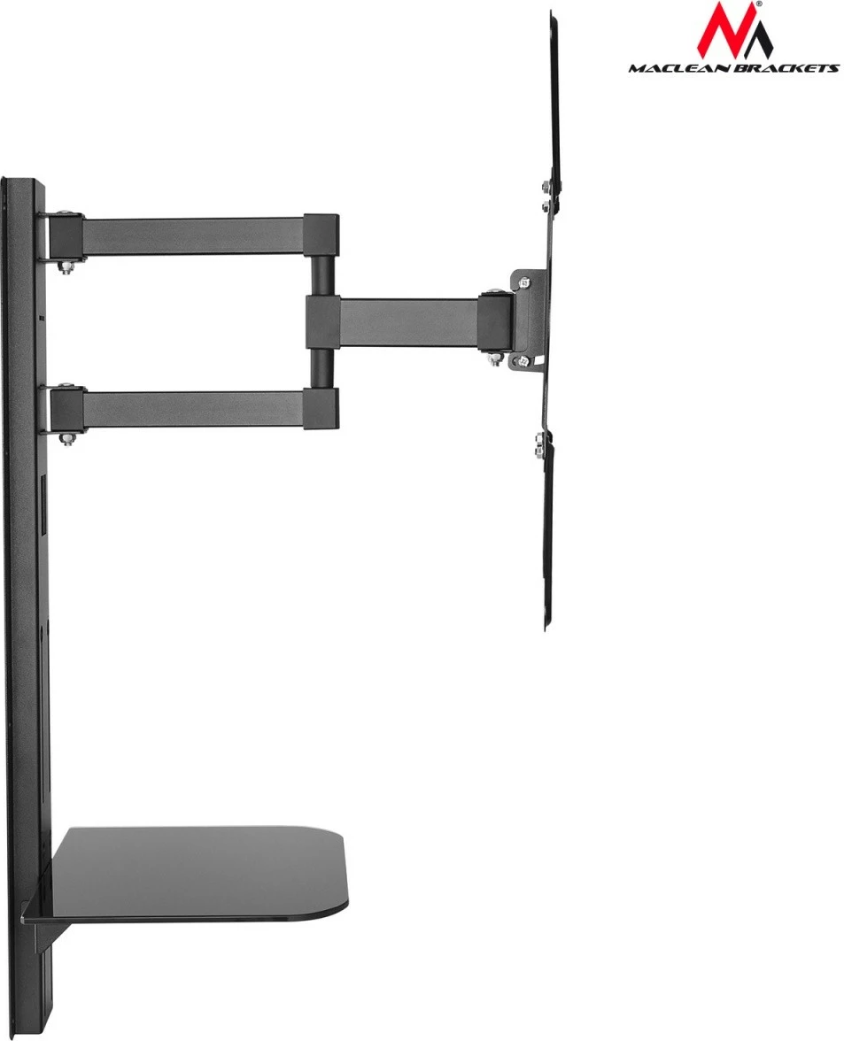 Mbajtës muri për TV Maclean MC-772 me raft për DVD, 32"-55", 30kg, VESA 400x400, i zi