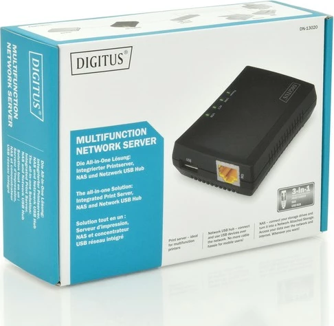 Server printimi multifunksional Digitus DN-13020, 1x USB 2.0, 1x RJ45, LAN 10/100Mbps, i zi