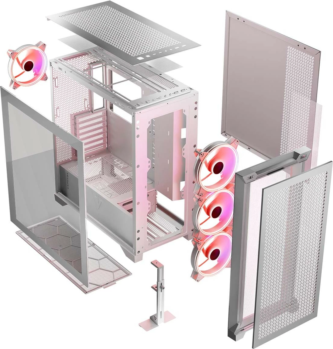 Kasë MODECOM Volcano Expanse T Apex ARGB AT-EXPANSE-TG-20-000000-0002, midi tower, 4x140mm ARGB, xhami i kalitur, USB-C, ATX/mATX/ITX, e bardhë