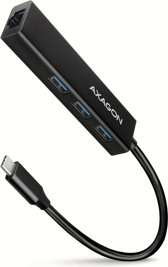 Multiport USB hub AXAGON HMC-GL3A, 3x USB-A 3.0, GLAN, kabllo USB-C 20cm, i zi