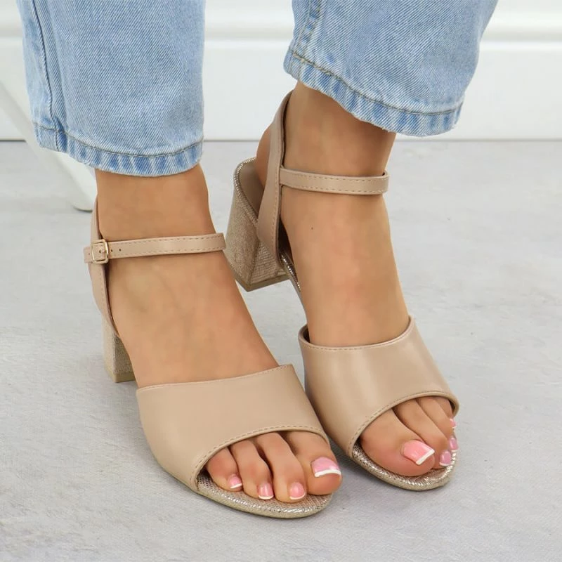 Sandale me taka të larta Vinceza 20275, bezhë, femra