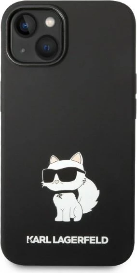 Mbështjellës Karl Lagerfeld KLHMP14MSNCHBCK për iPhone 14 Plus 6.7", silikon, MagSafe, zi