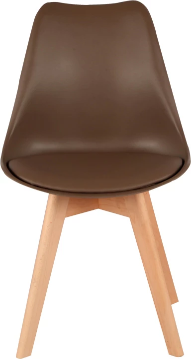 Karrige Gaston, ngjyrë kafe, këmbë druri natyrale, 43x51x75cm, set prej 4 copësh