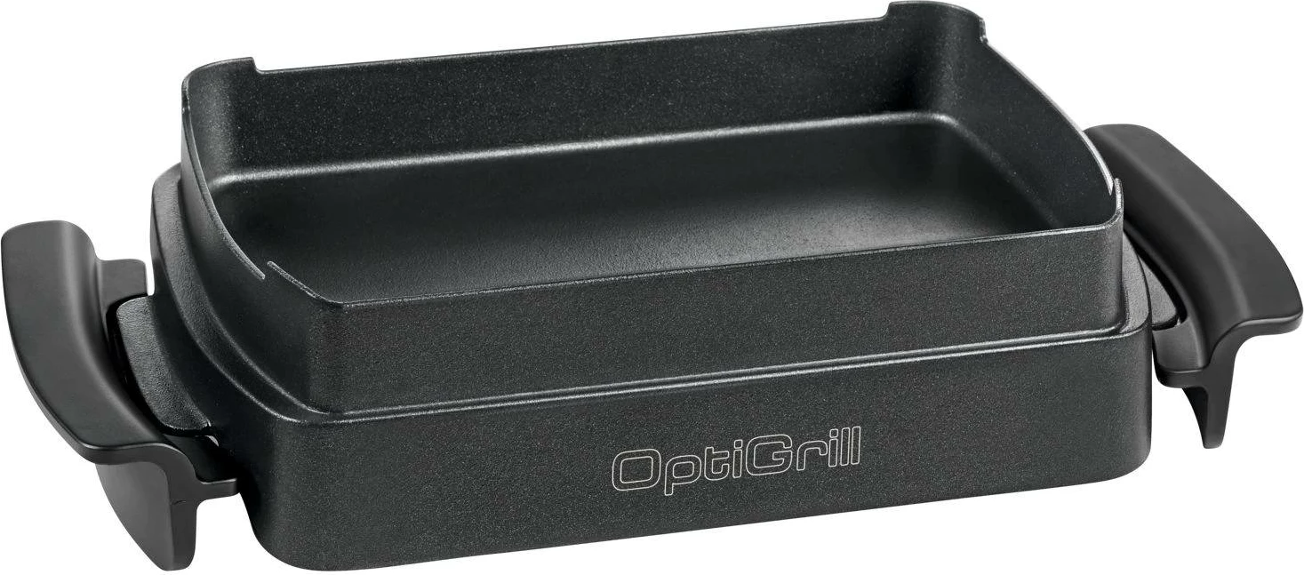 Aksesor pjekjeje, Tefal XA725870, për OptiGrill Elite/OptiGrill+, tavë jo-ngjitëse me doreza rezistente nxehtësisë, e larë në pjatalarëse, e zezë