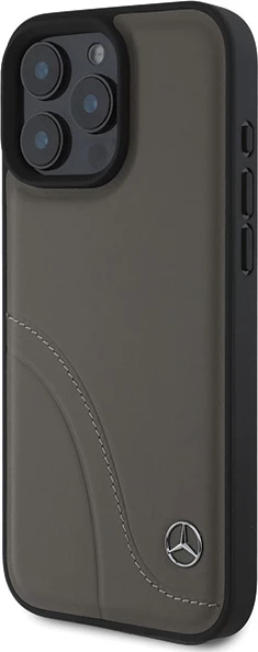Mbështjellës Mercedes MB Curved Stitches për iPhone 16 Pro Max, Lëkurë, Kafe