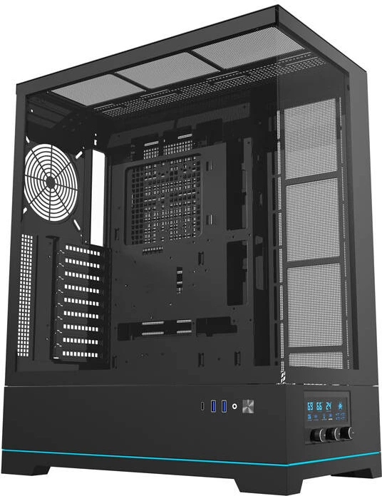 Kasë Darkflash DY451L, Big Tower, pa ventilatorë, ATX, xham i temperuar, e zezë