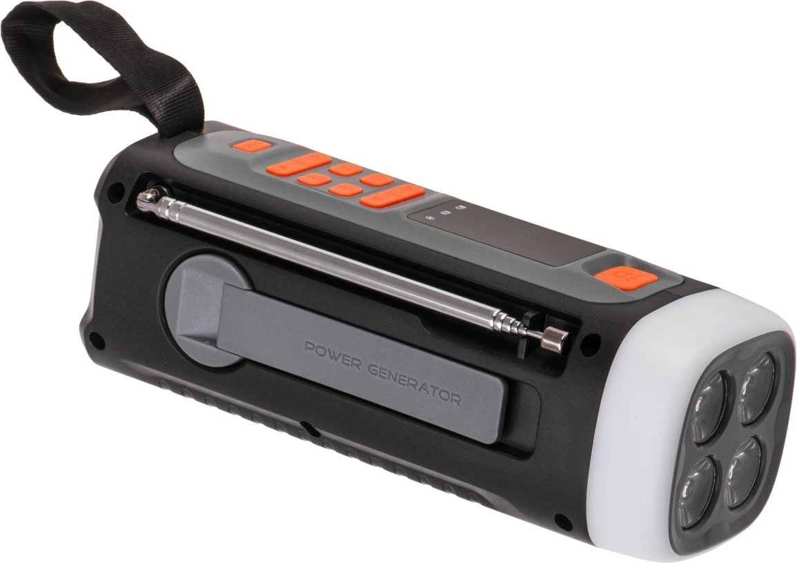 Radio emergjence Adler AD1920 me panel solar, Bluetooth 5.0, powerbank 4500 mAh, dritë LED 4W, e zezë