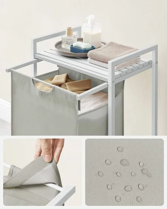 Kosh rrobash VASAGLE BLH101W01 65L me raft, 50x33x72 cm, i bardhë