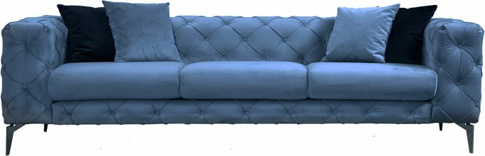 Divan treshe Chesterfield, ngjyrë e kaltër e çelët, PWF-0579, 237x90x73 cm